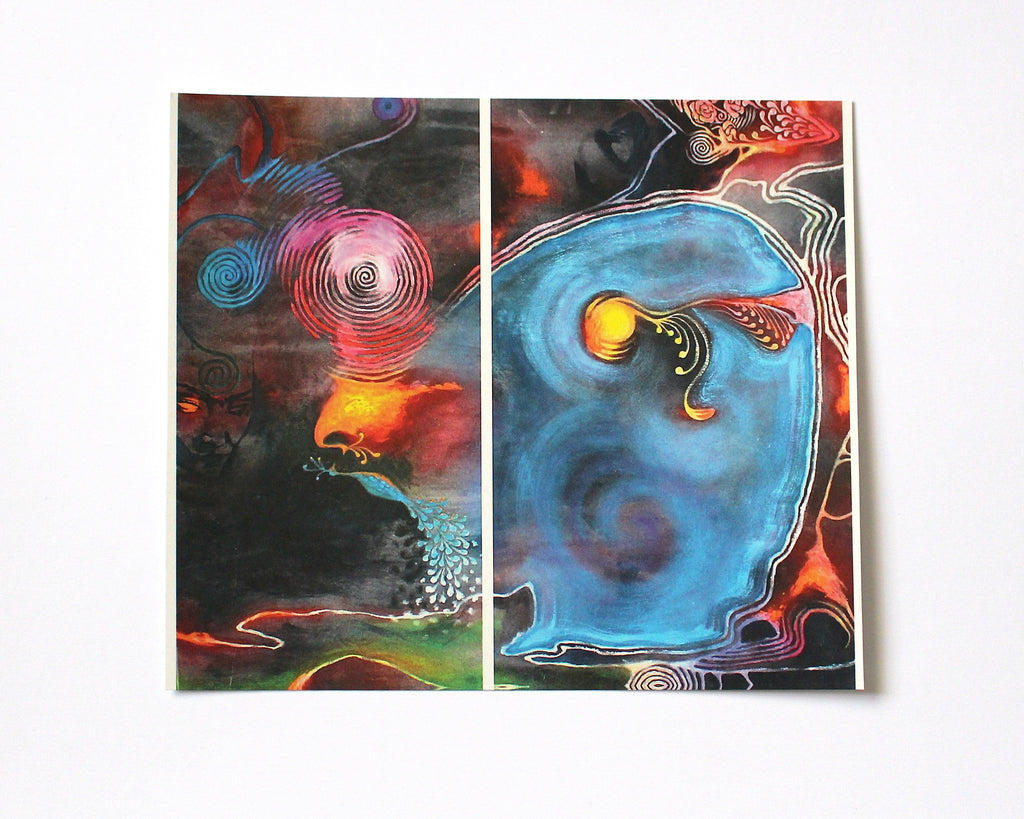'Tango between the peacock and the phoenix' - (A5) Original Art Print & Poem