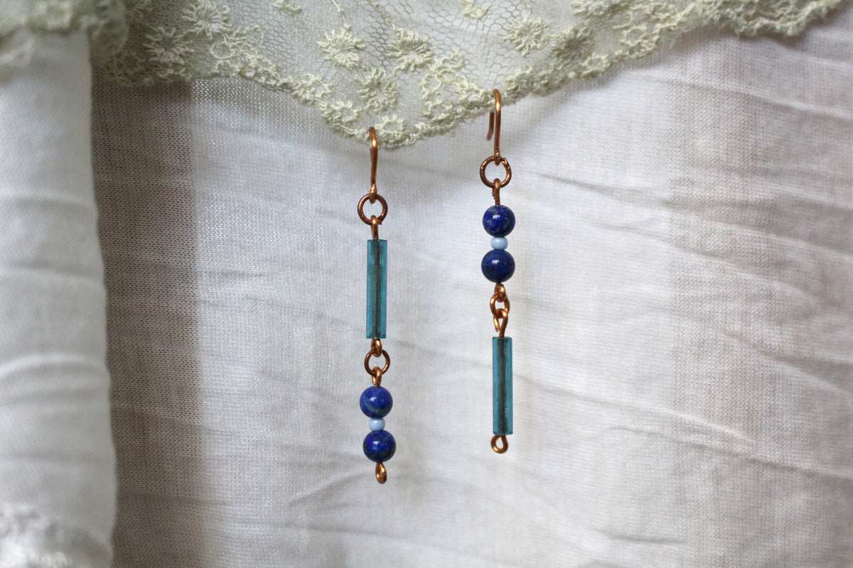 Lapis Lazuli Copper Earrings