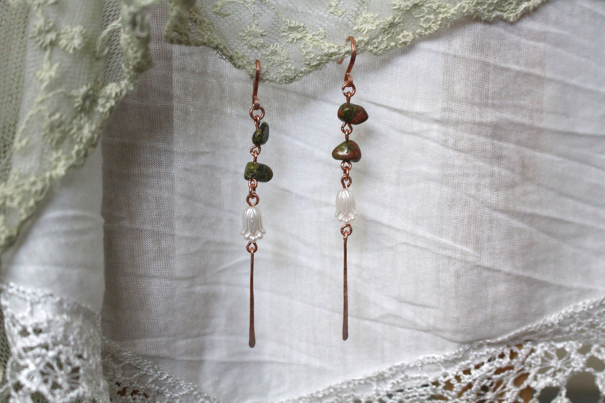Unakite Copper Earrings
