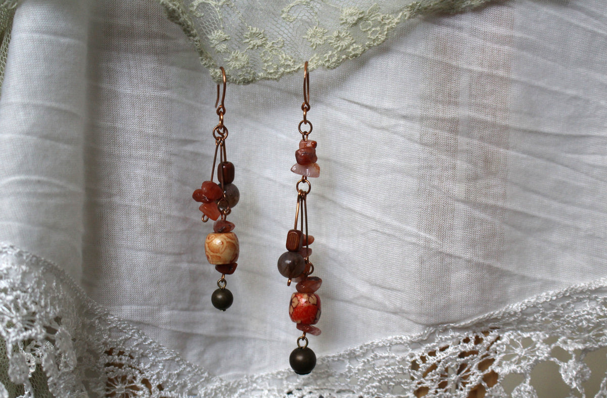 Carnelian Copper Earrings
