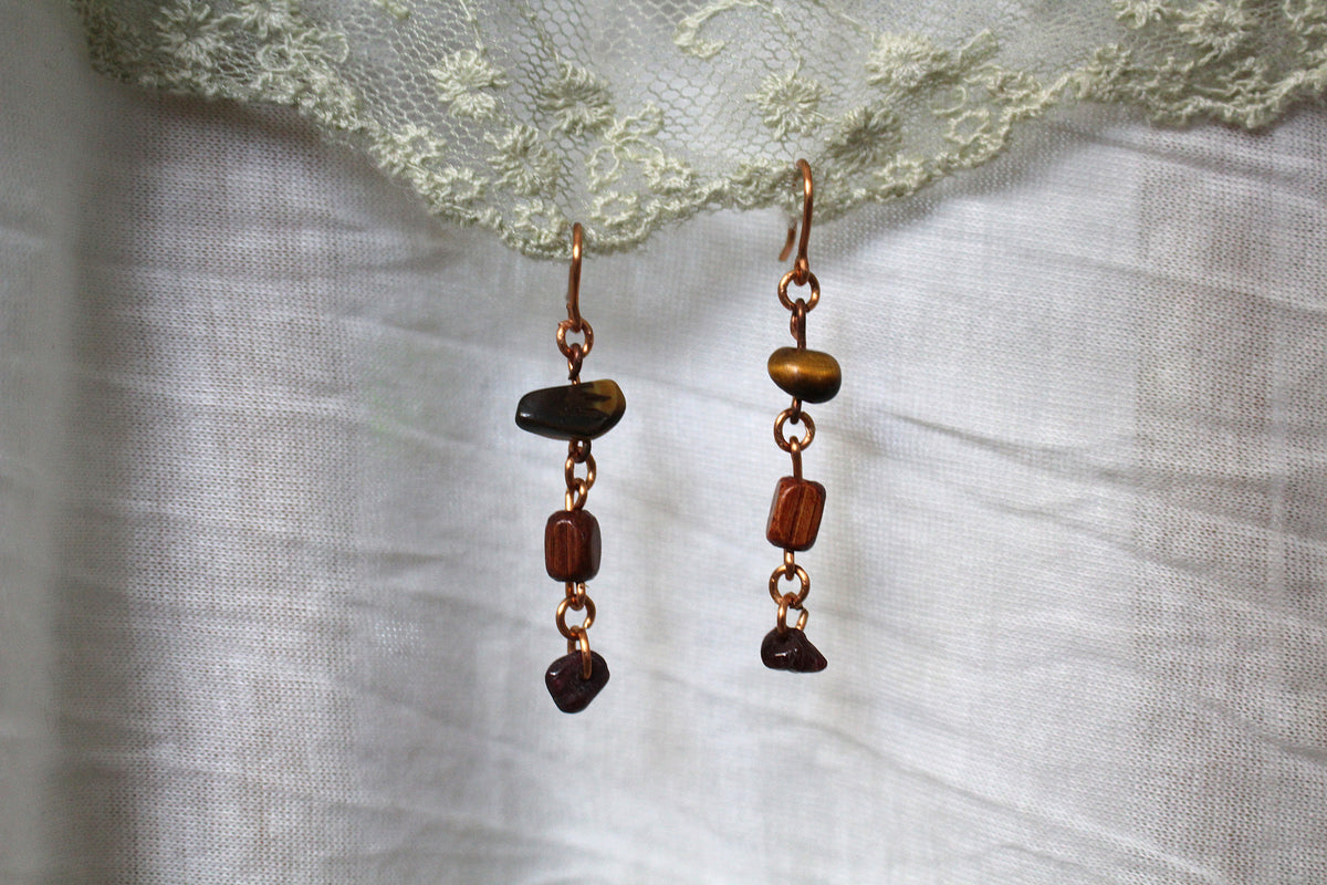 Tiger Eye Copper Earrings