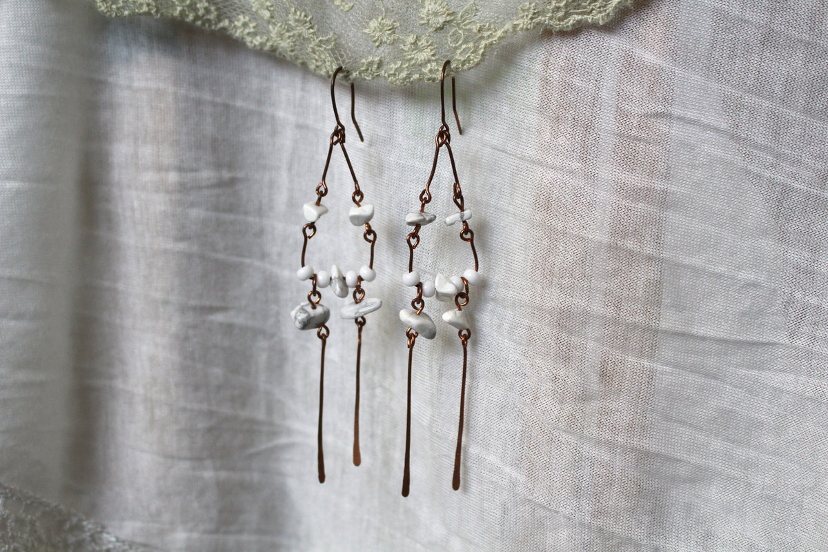 Howlite Copper Earrings