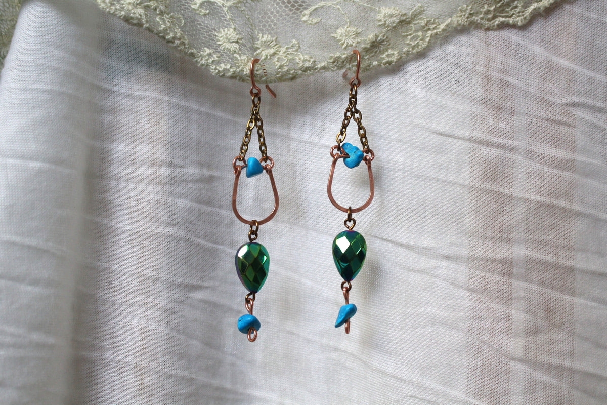 Turquoise Copper Earrings