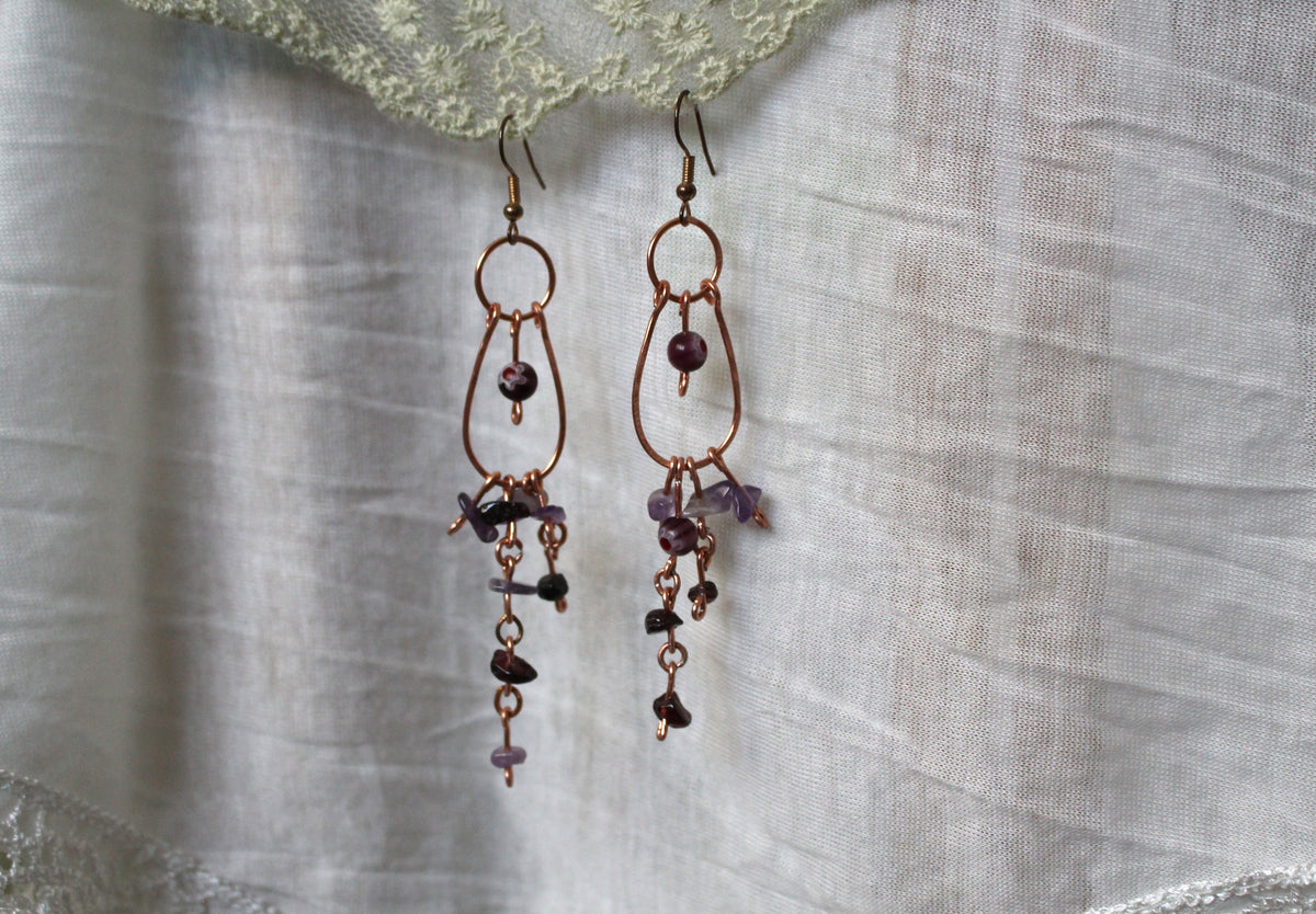 Amethyst Copper Earrings