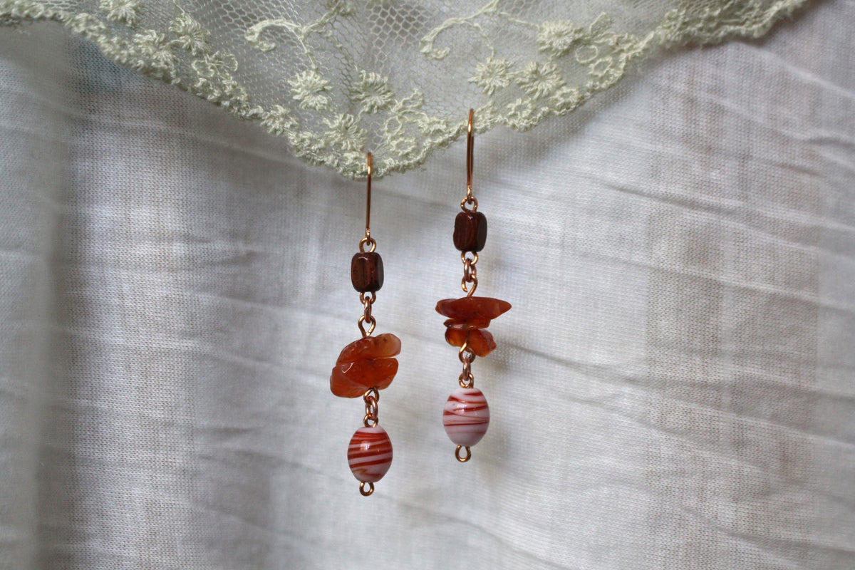 Carnelian Copper Earrings