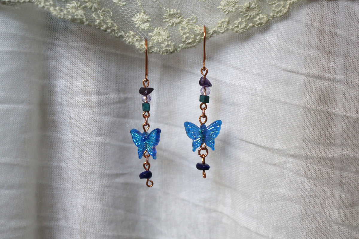 Amethyst & Sodalite Copper Earrings