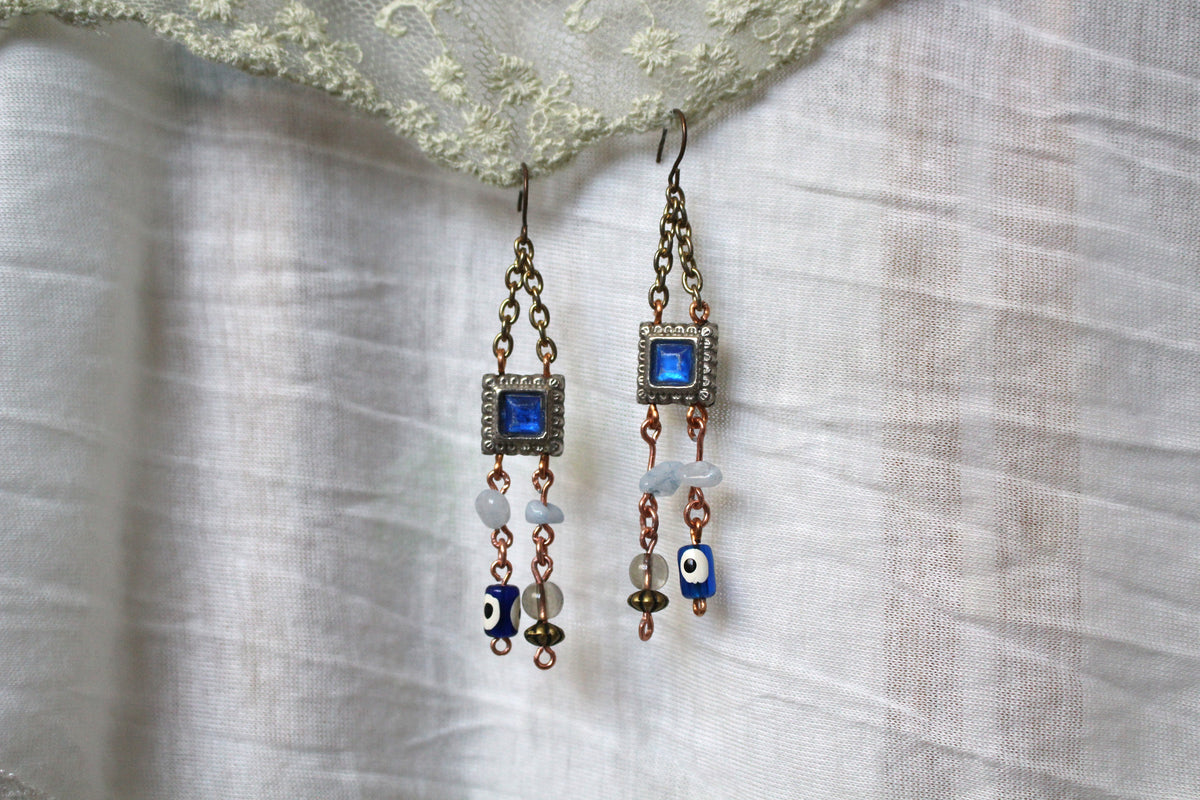 Aquamarine Copper Earrings