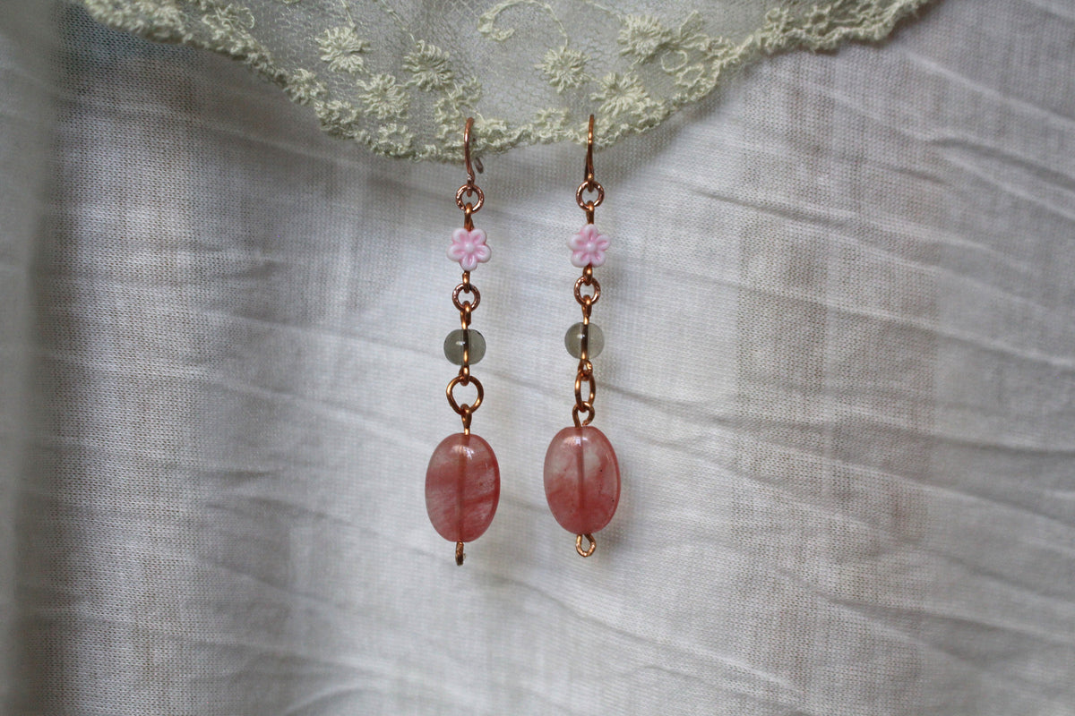 Glass Bead Copper Earrings