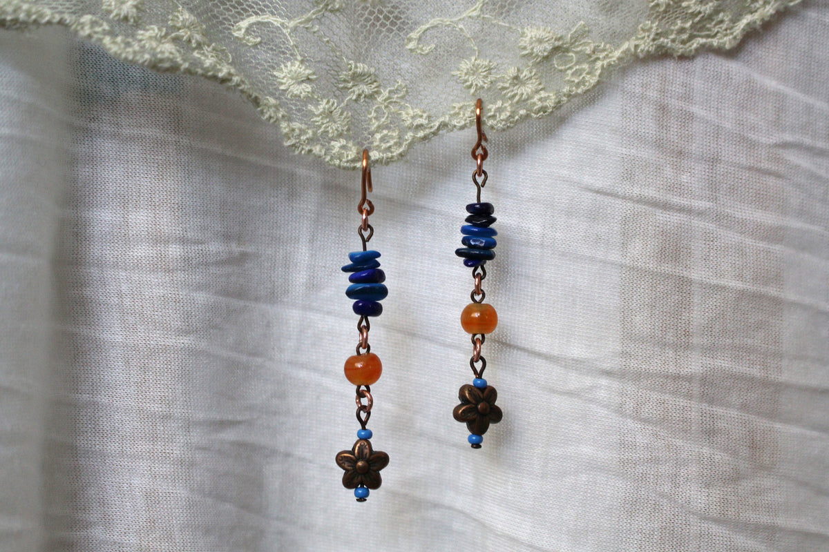 Sodalite Copper Earrings
