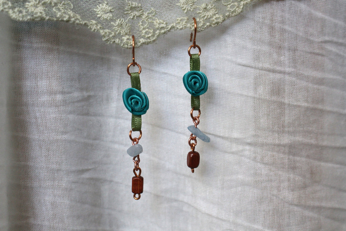 Aquamarine Copper Earrings