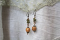 Unakite and Grey Labradorite Copper Earrings